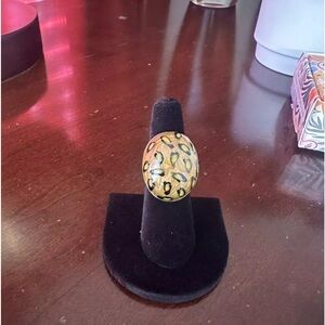 Plunder Design “CAROLINE” Ring-NEW!Leopard Design Set In Stainless Steel Size 6